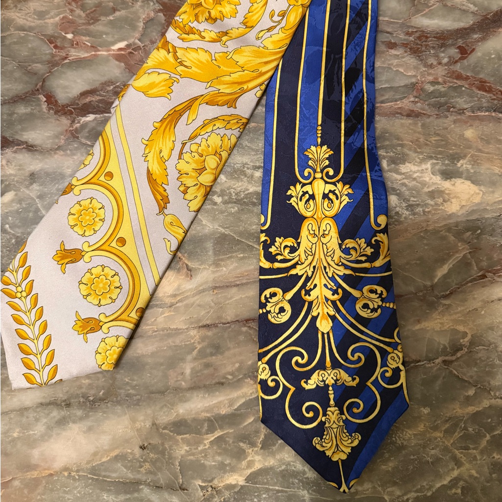 Versace Yellow And Blue Silk Ties